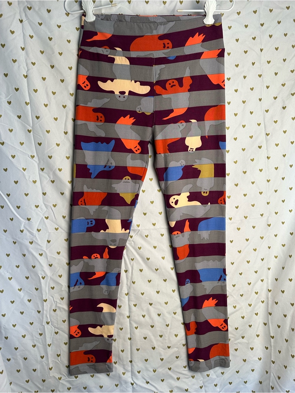NWOT LuLaRoe Halloween Ghost Leggings Striped Spooky One Size